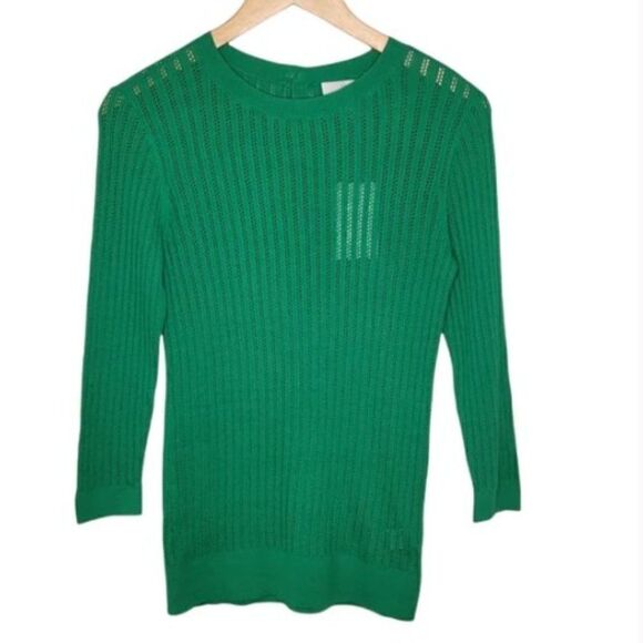 🎄1901 Button Back Pointelle Sweater - Picture 2 of 6